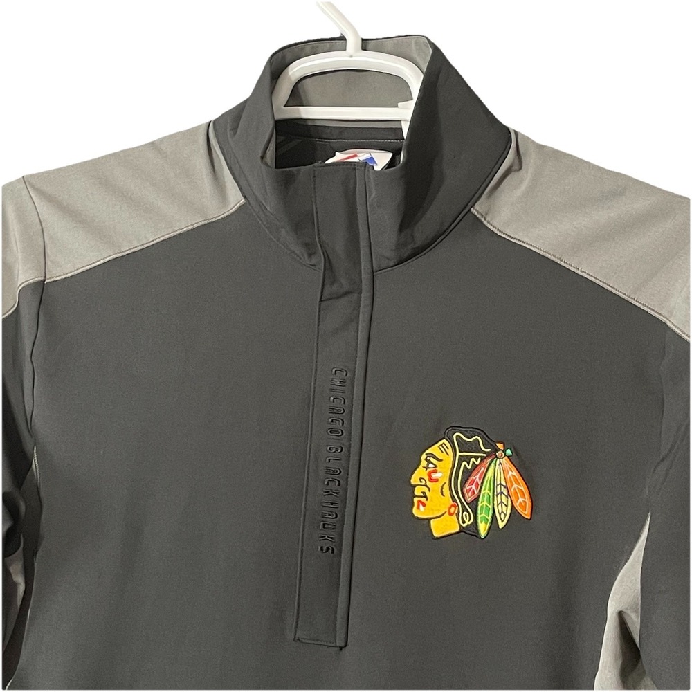 Chicago Blackhawks Lightweight Jacket Men's Size Medium Black 1/2 Zip NHL Golf‎